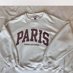 American Eagle Outfitters Cream Sweater with Maroon Lettering